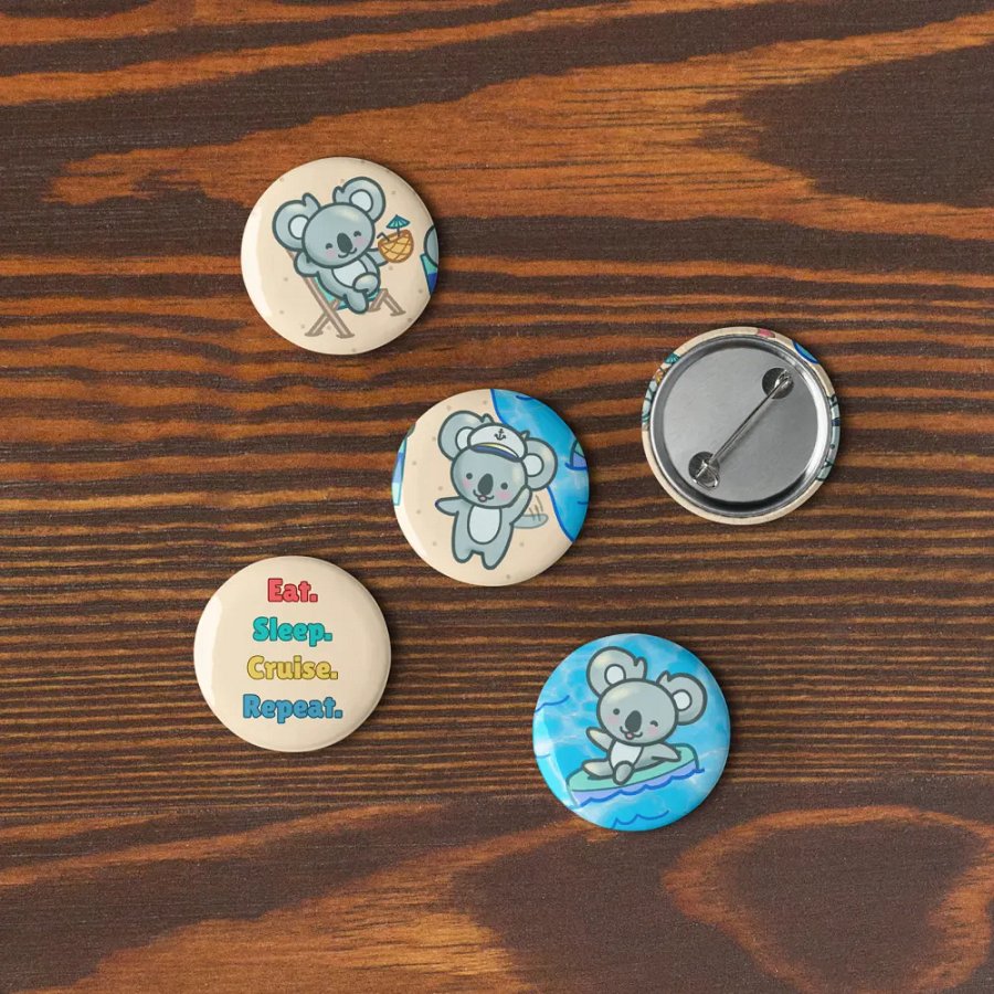 Eat Sleep Cruise Repeat! Beach Koala Pin Set product image (10)