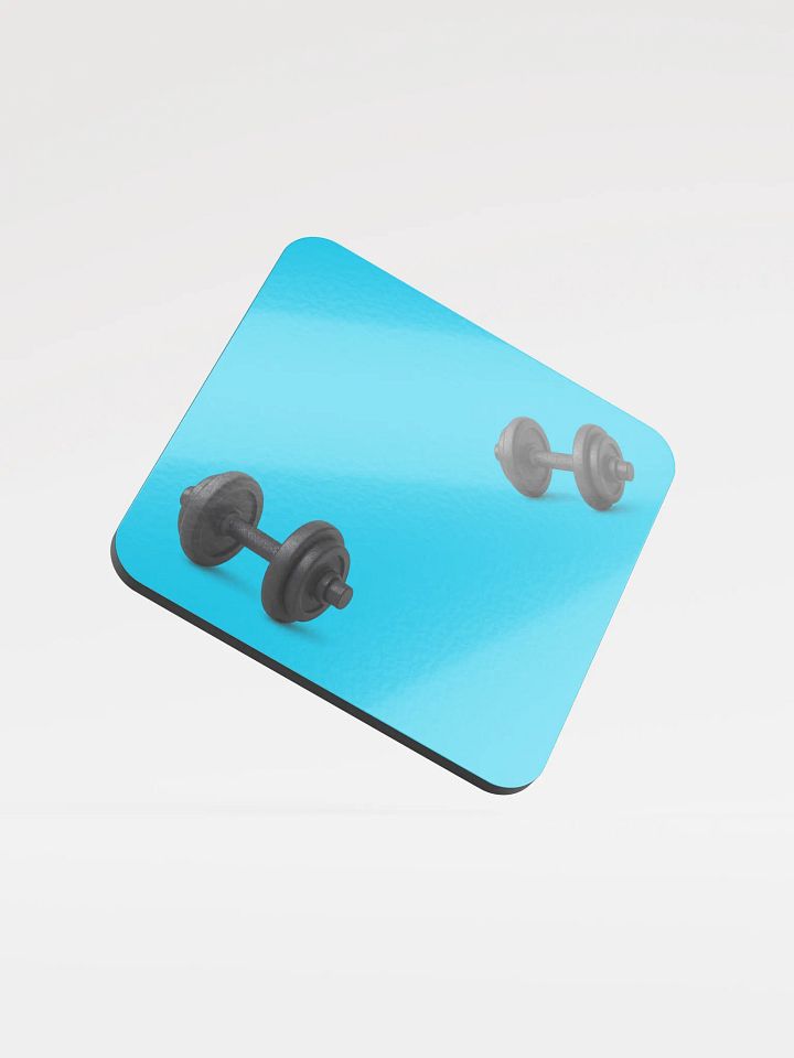 Cyan Black Double Dumbbell Cork Coaster product image (1)
