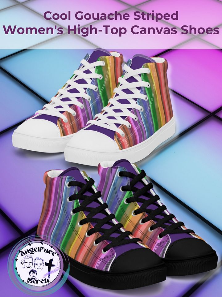 Cool Gouache Women's High-Top Canvas Shoes product image (11)