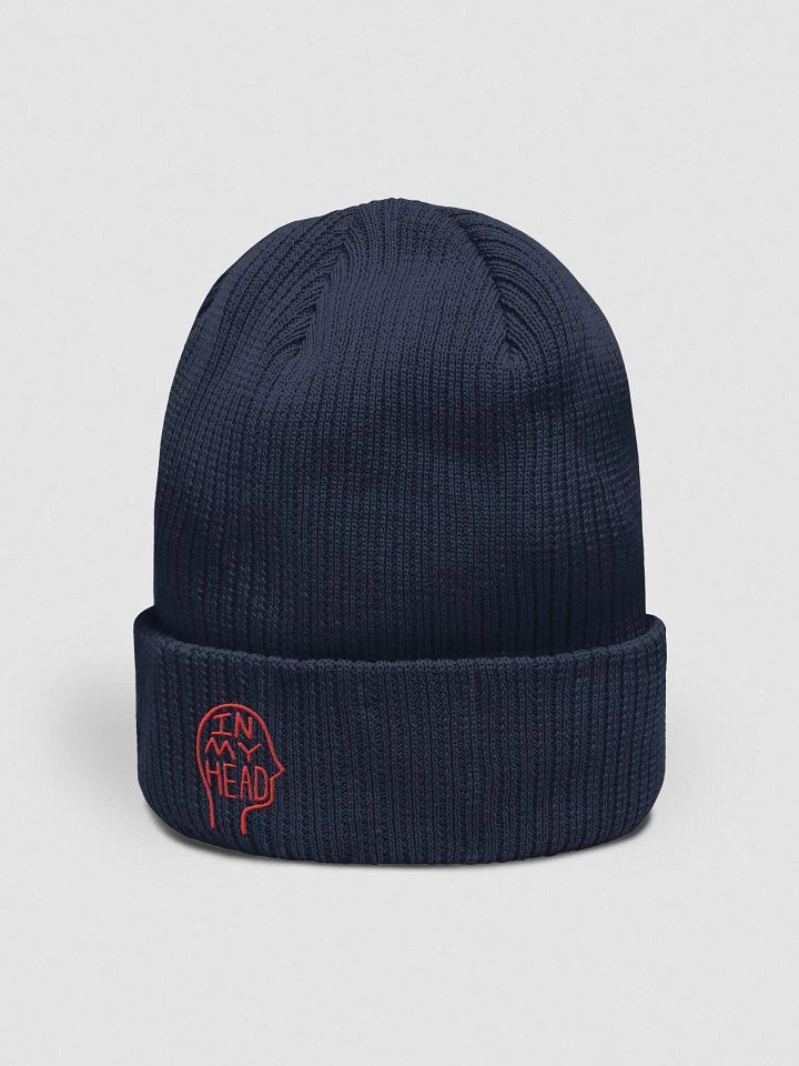 In My Head (red) embroidered organic beanie product image (7)