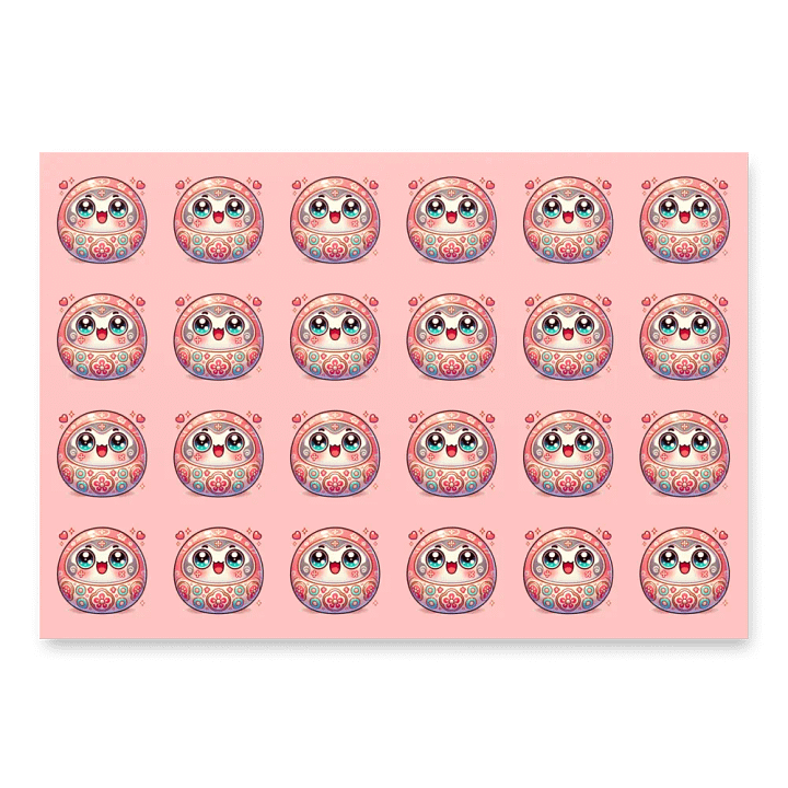 Kawaii Daruma Delight Wrapping Paper Set - 3 Unique Designs product image (1)