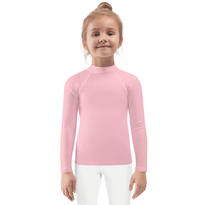 Kids Plain Color Pink Rash Guard product image (1)
