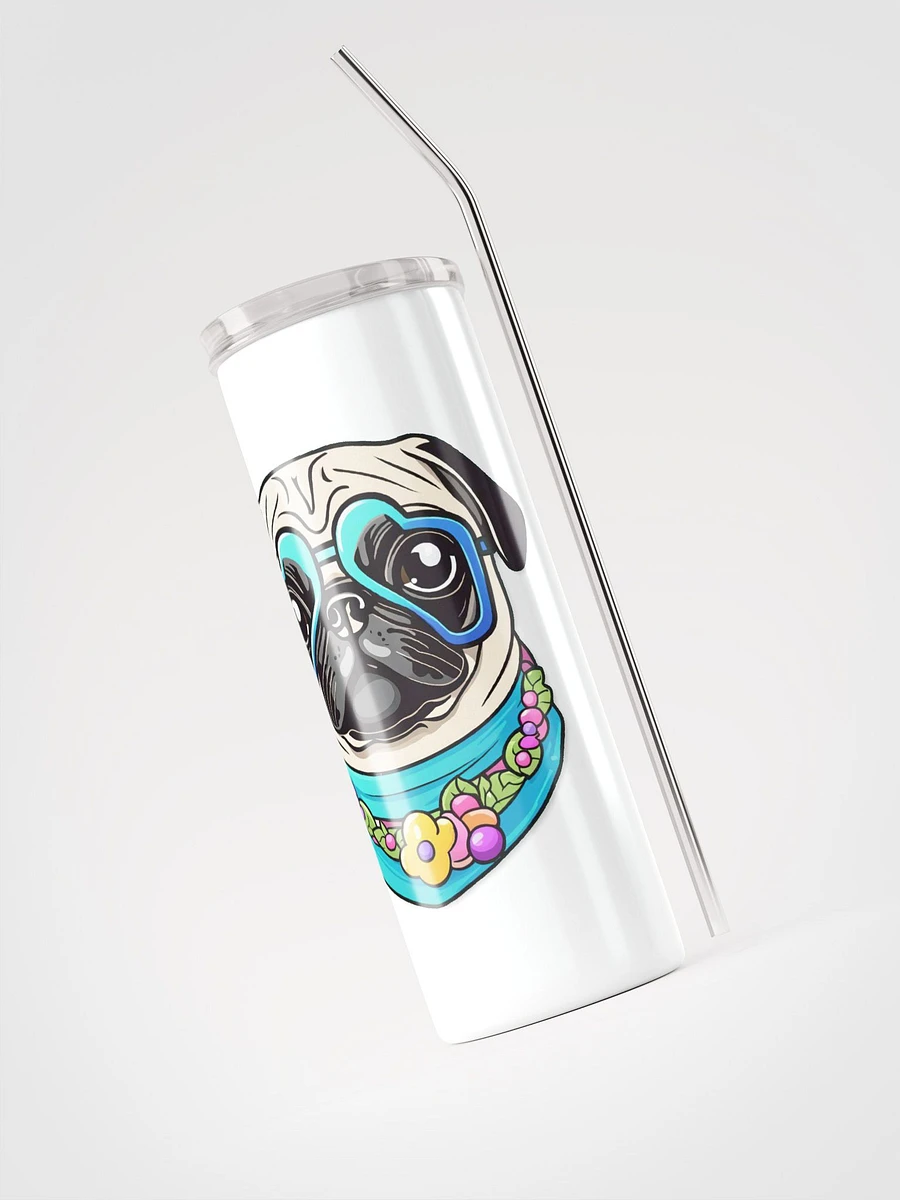 Retro Pug Stainless Steel Tumbler With Straw - White product image (4)