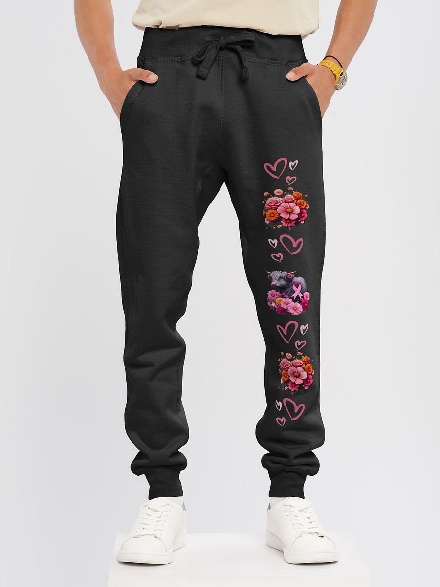 Highland Cow Floral Bliss Breast Cancer Awareness Joggers product image (3)