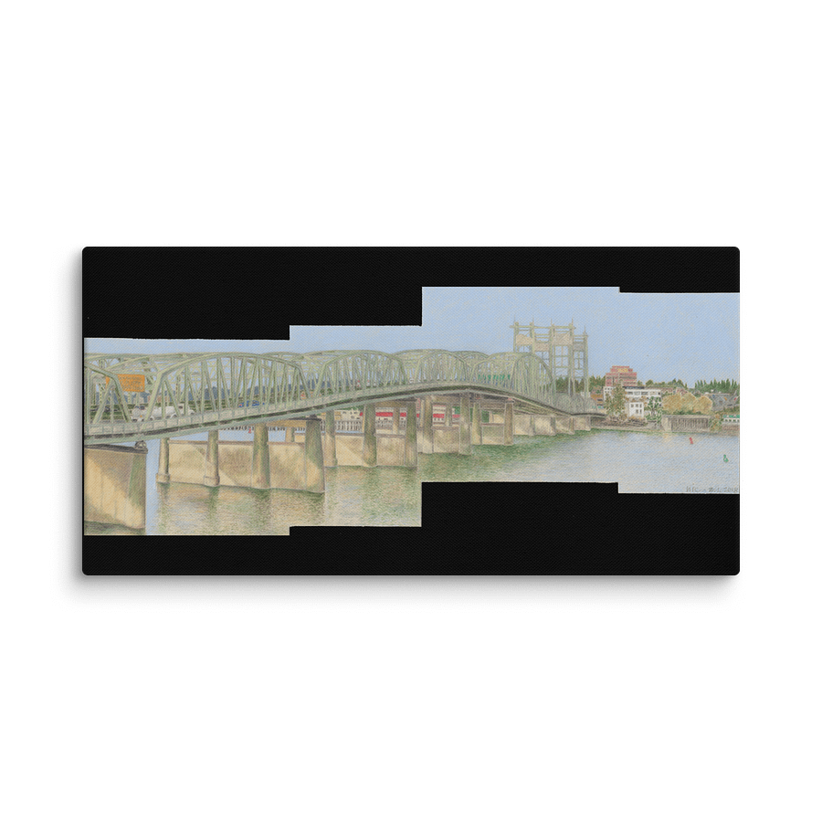 View from the Jantzen Beach Hotel in Portland, Oregon on Canvas with Black Fill (24" x 48") product image (1)