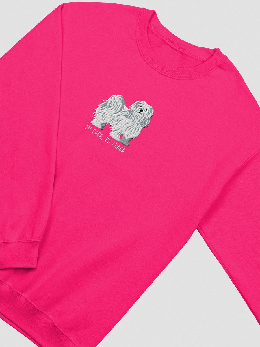 Mi Casa, Su Lhasa Sweatshirt (Embroidered) of a Lhasa Apso(White) product image (15)