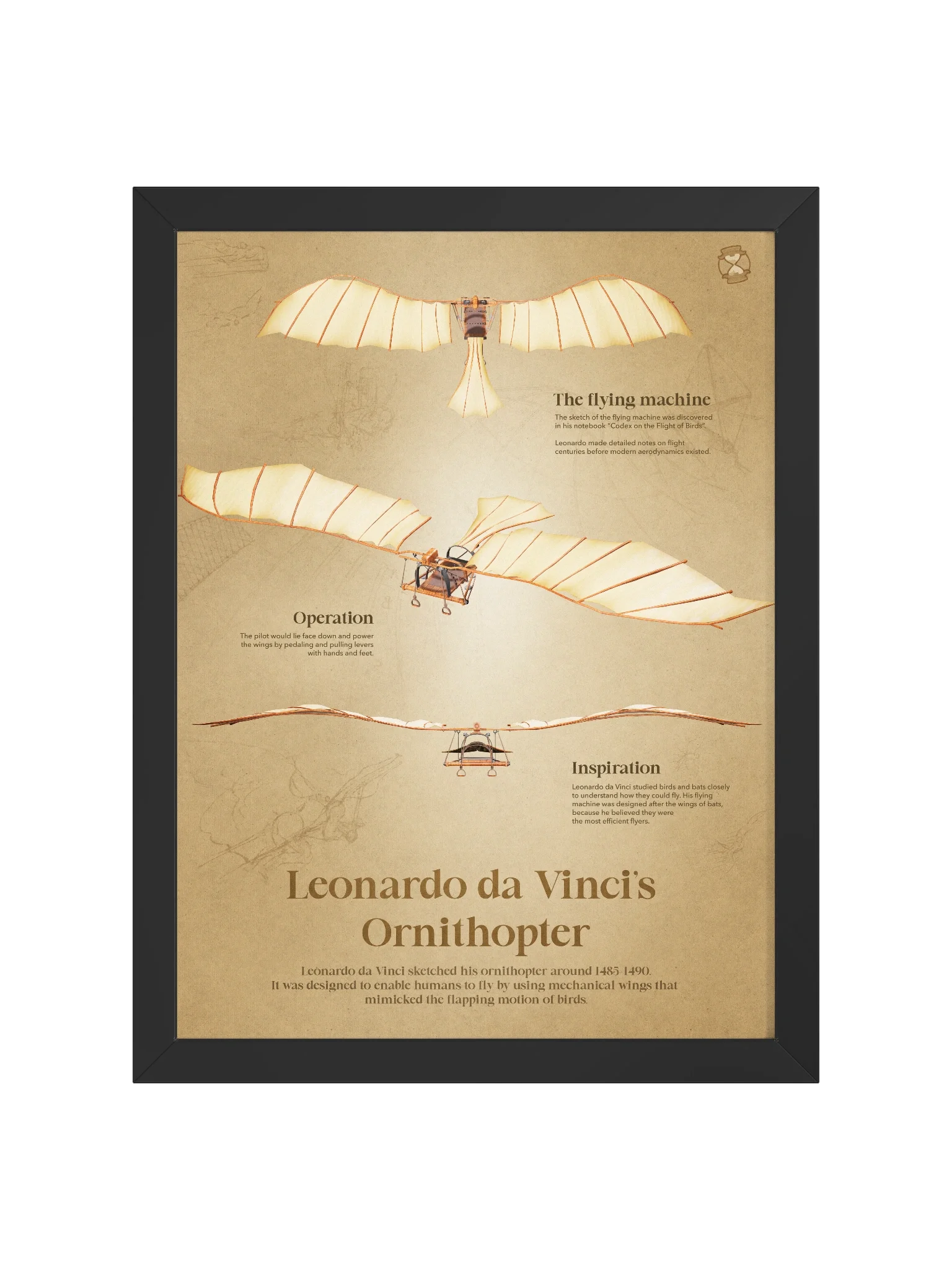 Leonardo da Vinci's Ornithopter (Framed poster) product image (3)