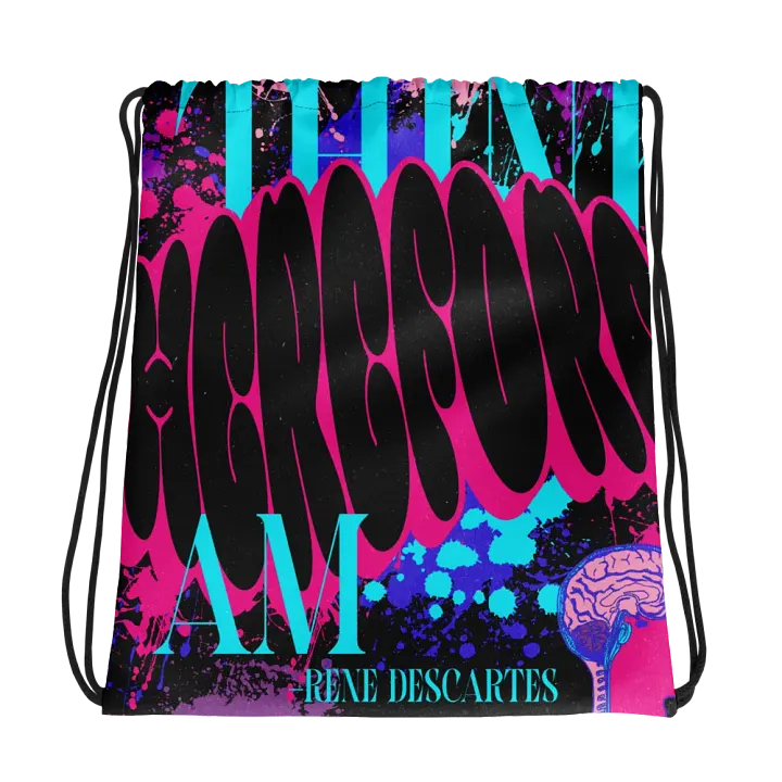 I THINK, THEREFORE I AM, DRAWSTRING BAG product image (1)