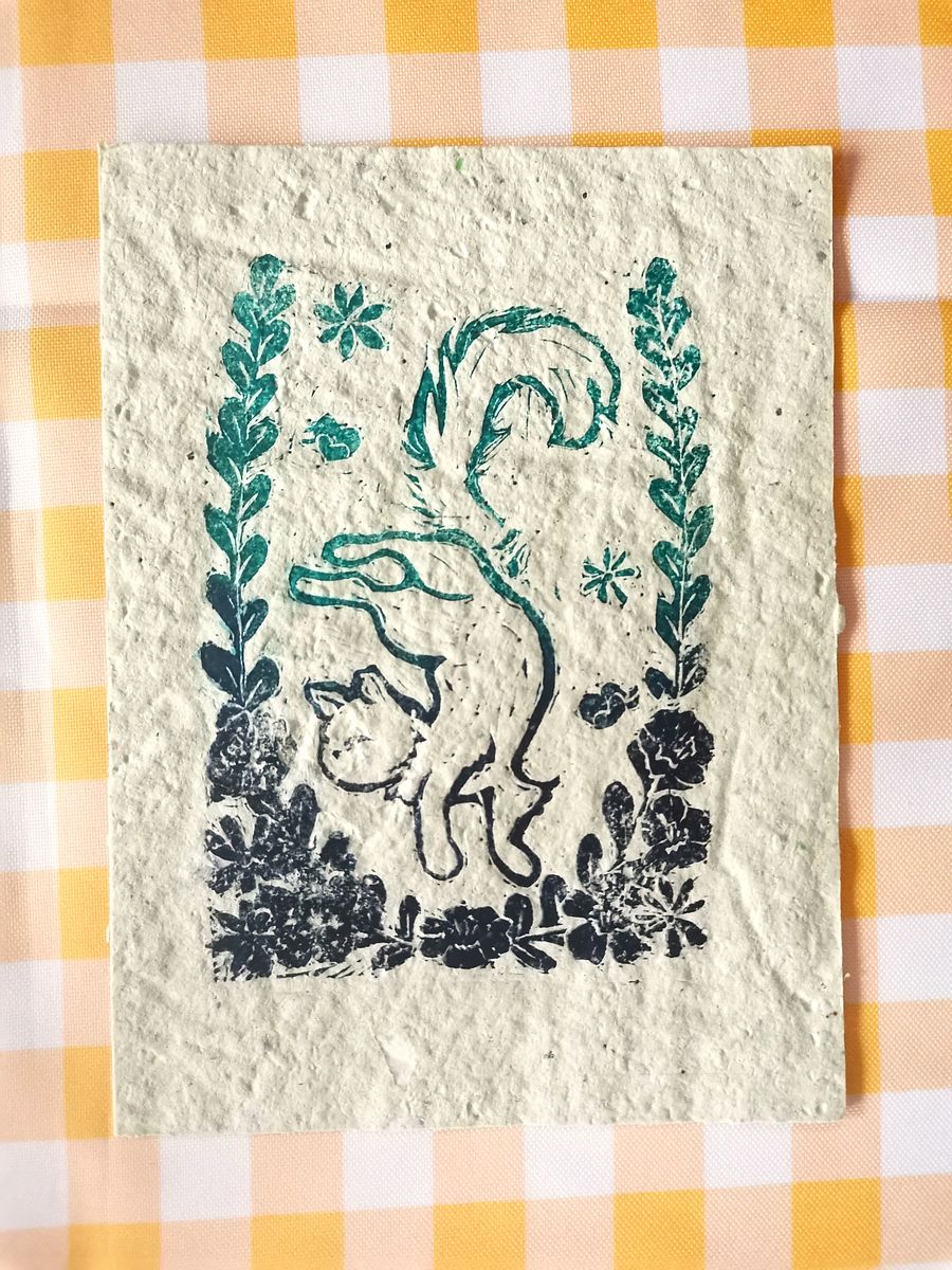 Cat Linocut Print product image (1)