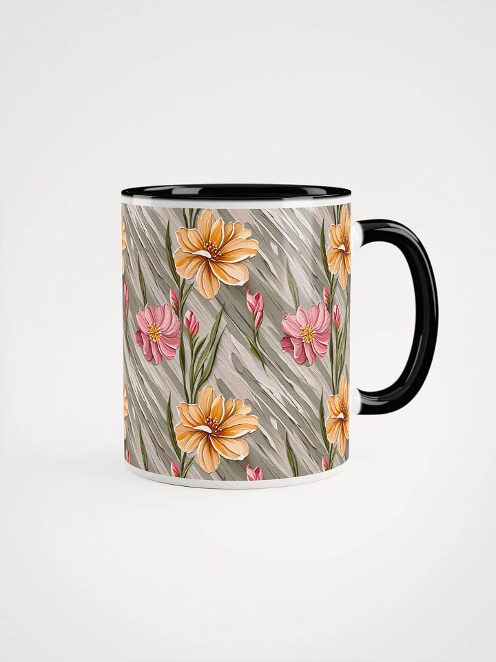 Coffee Mug with Color Inside - Painted Flowers in Shades of Yellow and Pink product image (1)