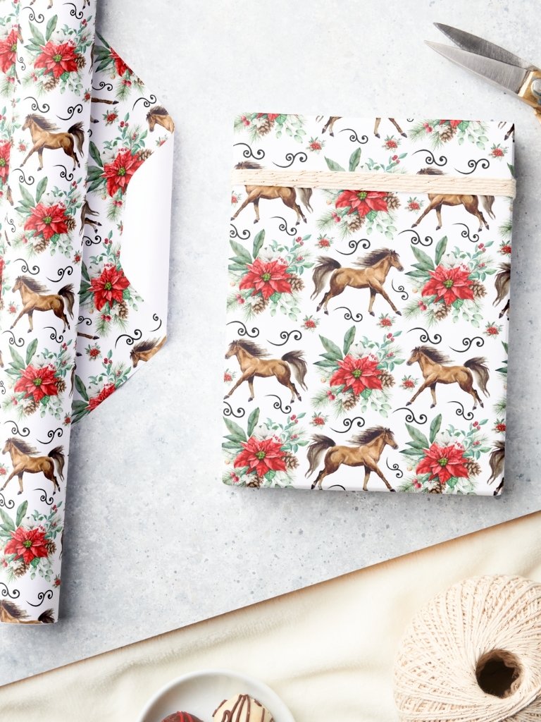 Elegant Horses Christmas Gift Wrapping Paper product image (3)