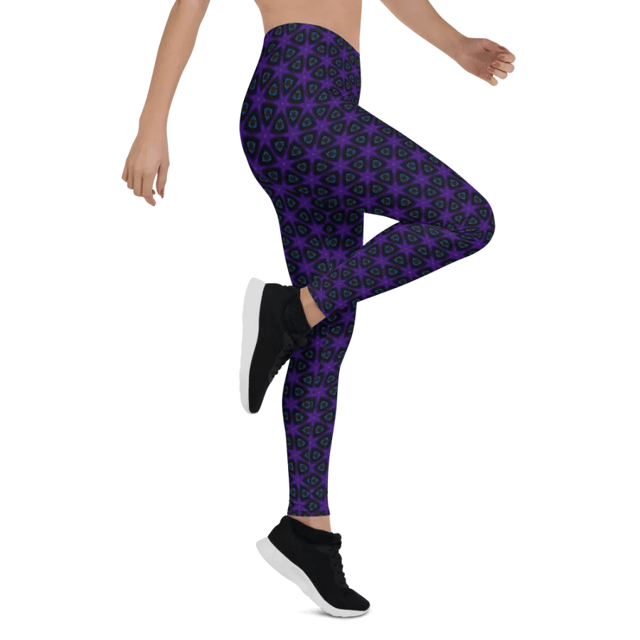 Celestial Geo Star Women's Leggings – Purple & Blue Modern Design product image (2)