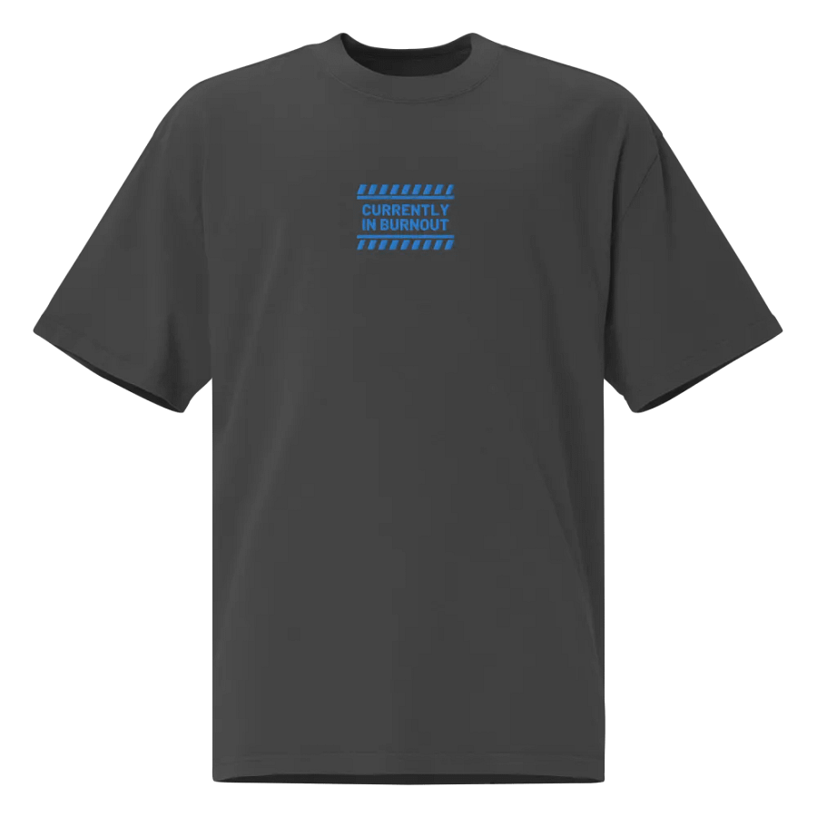 CURRENTLY IN BURNOUT (outline, aqua thread) oversized faded neutral tee product image (1)