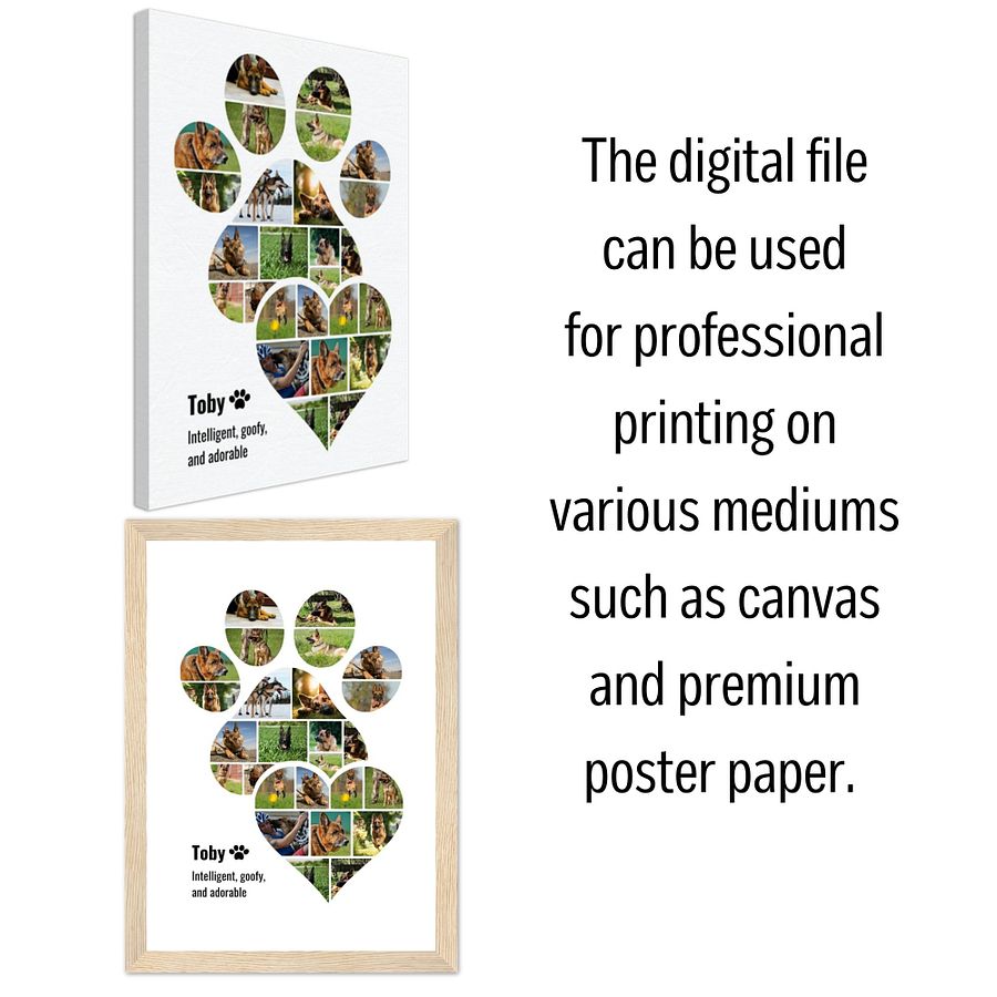 Pet Memorial Paw Heart Photo Collage Canva Template product image (5)