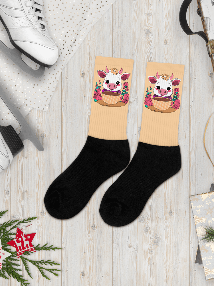 Coffee Break Cow Socks product image (1)