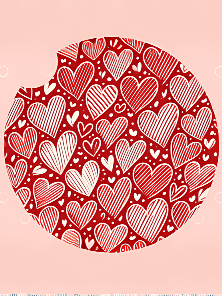 Elegant Striped White Hearts Car Coaster Design – Valentine’s Day Sublimation PNG – Perfect for Car Accessories – 300 DPI High-Quality Instant Download product image (1)