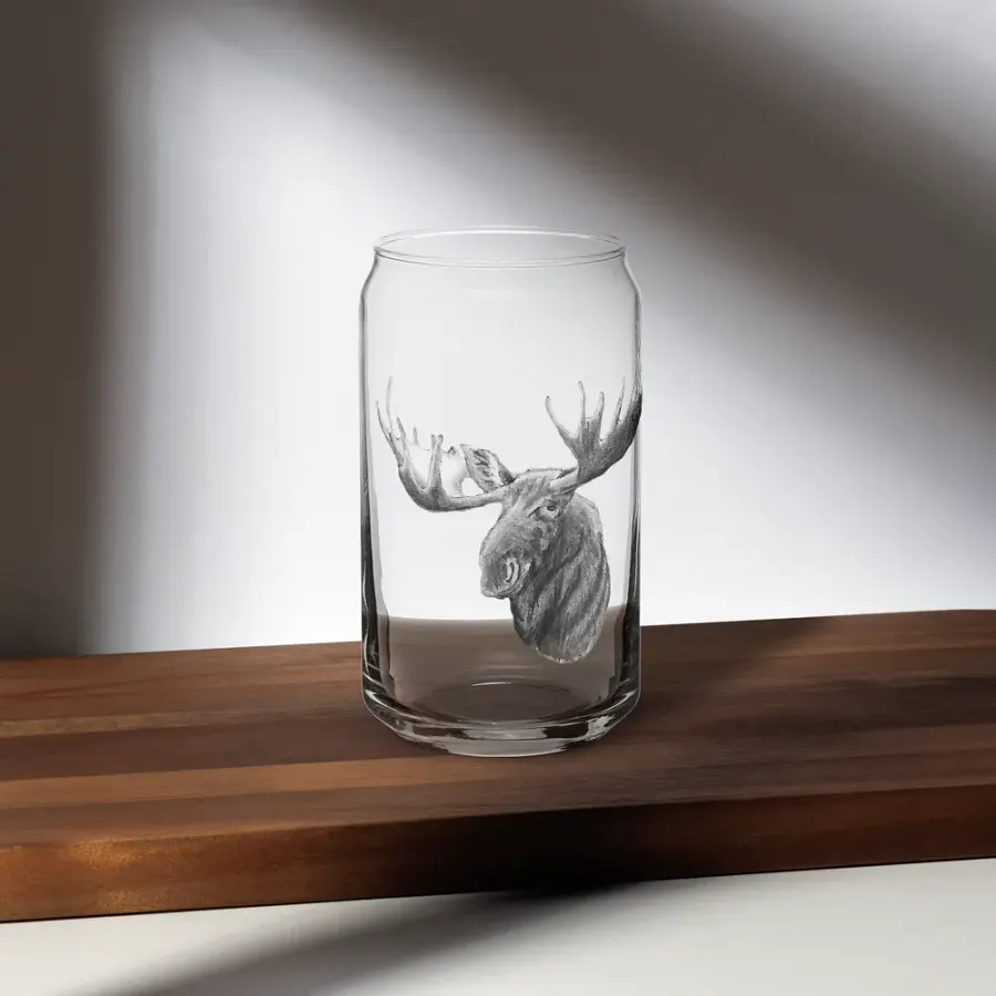 Moose Drawing Glass Can Cup product image (35)