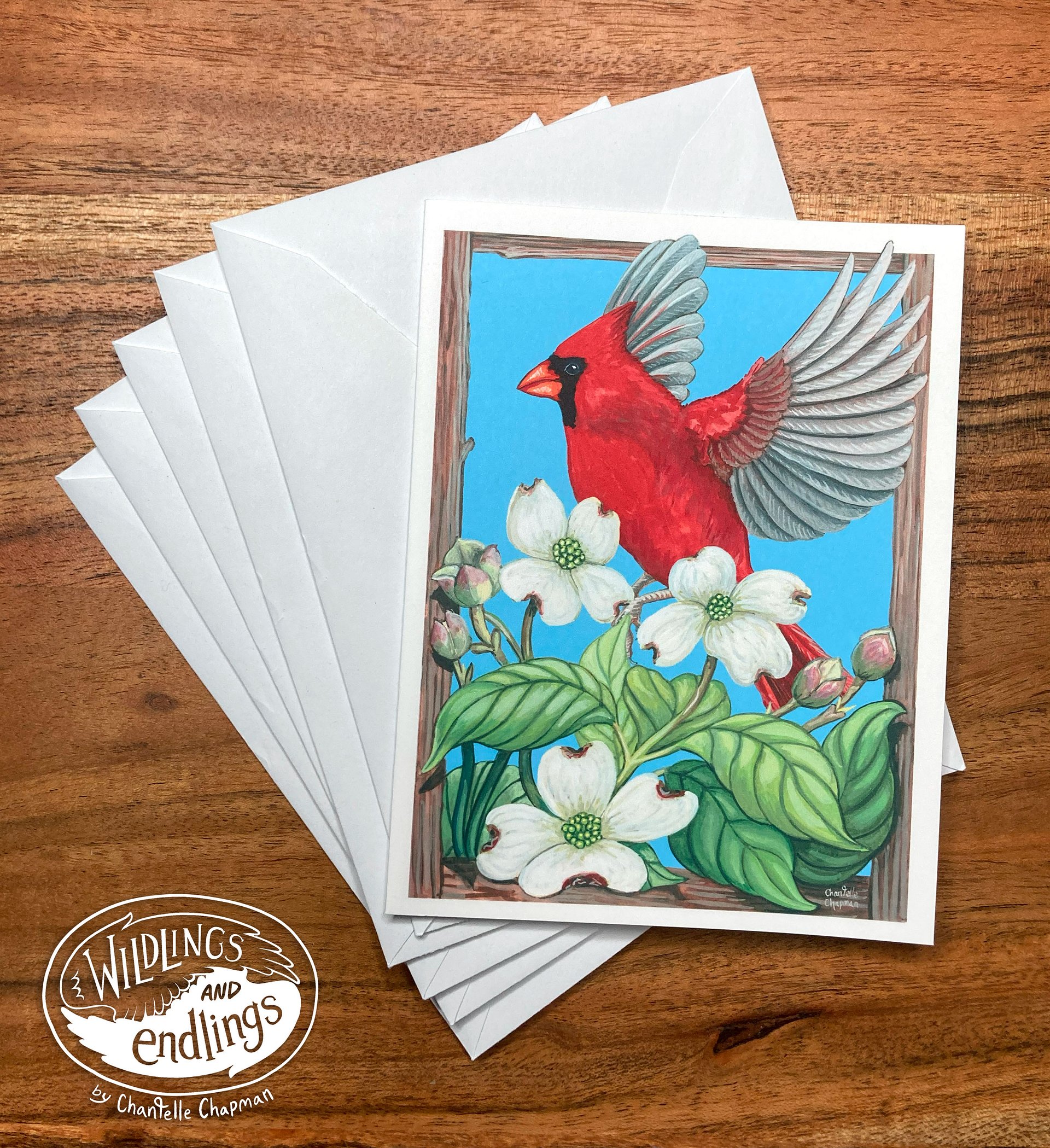 Cardinal + Dogwood - Set of 5 A2 Notecards with Envelopes product image (1)