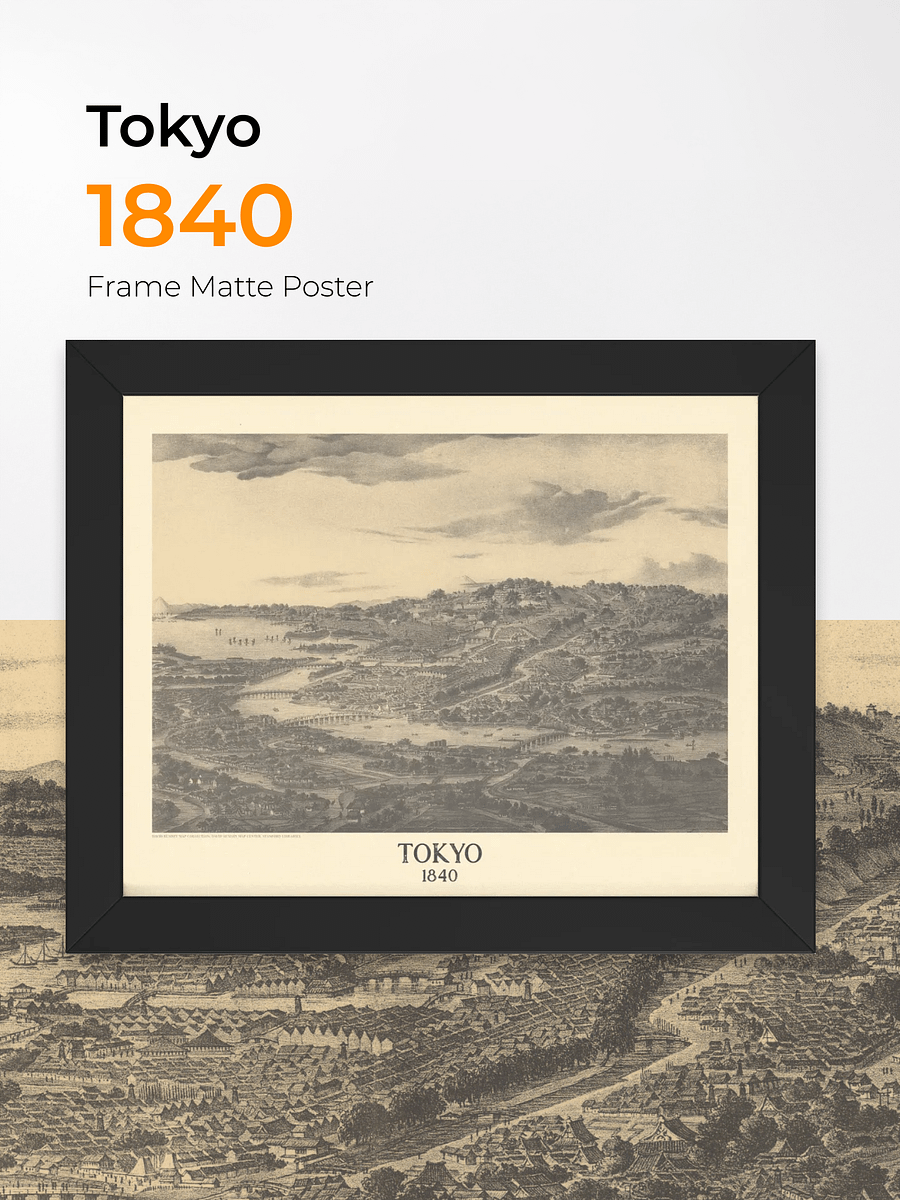 Tokyo 1840 Framed Poster Print – Hand-Drawn Edo Period City View product image (4)