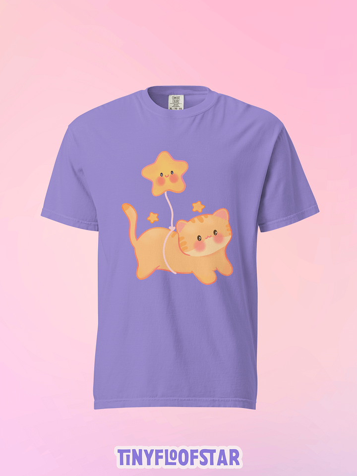 Orange Cat Starry Adventure Cotton Heavyweight T-shirt Unisex product image (2)