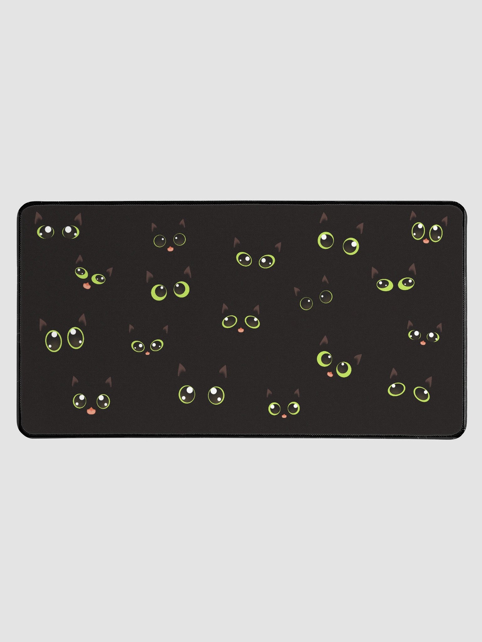 Cute Black Cat Faces (Green Eyes) Desk Mat 15.5" x 31.5" product image (1)