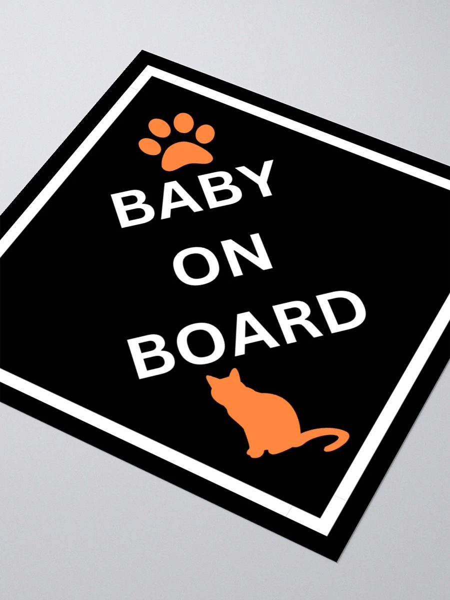 Cat Baby on Board Sticker - Orange on Black product image (1)