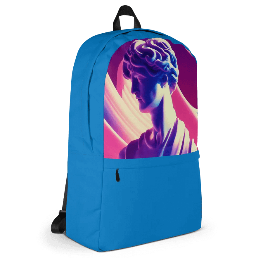 Greek God Retrowave City Pop Navy Blue Backpack product image (11)