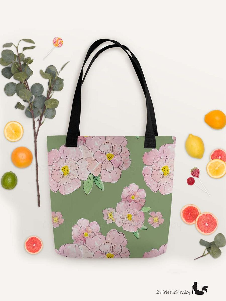 Gingham Blossoms - Lg Pink Flowers on Green product image (5)