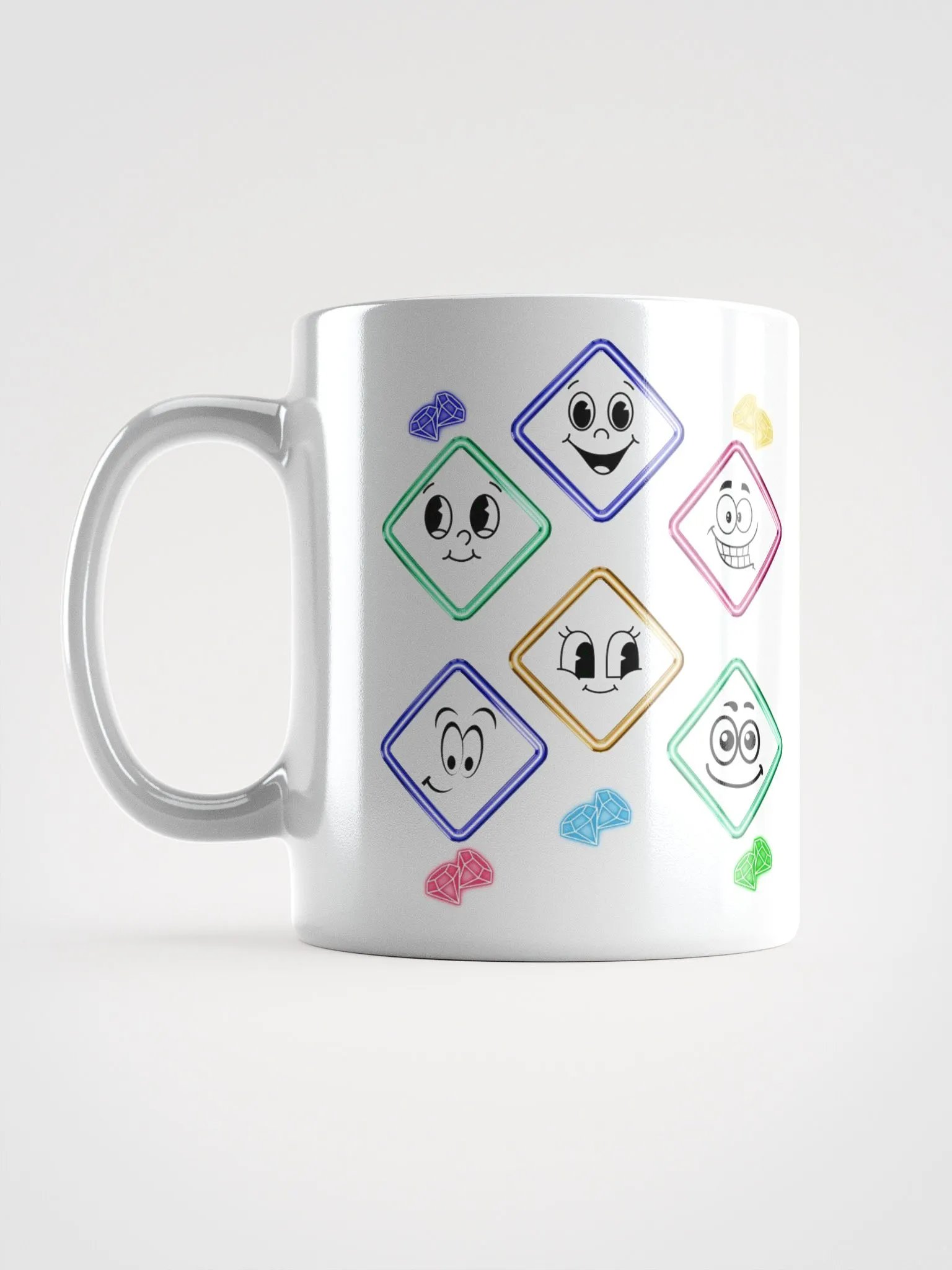 Happy Diamond Faces - Colorful Artistic White Mug product image (18)