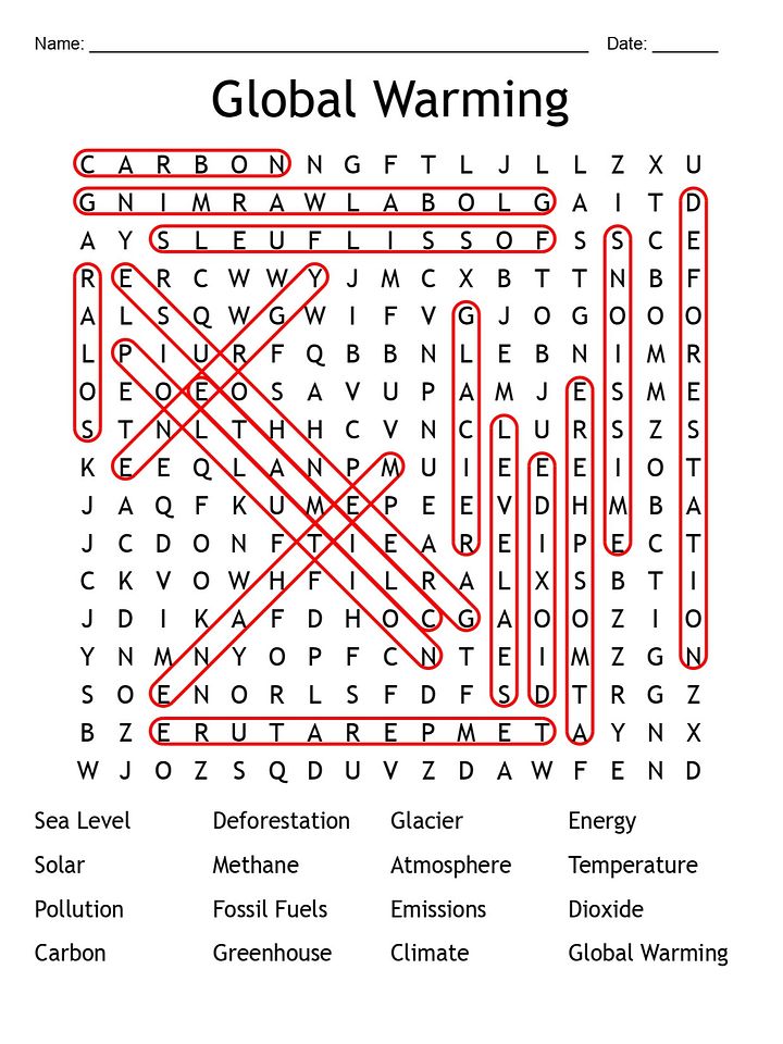 Printable Global Warming Word Search – 16 Key Terms! product image (2)