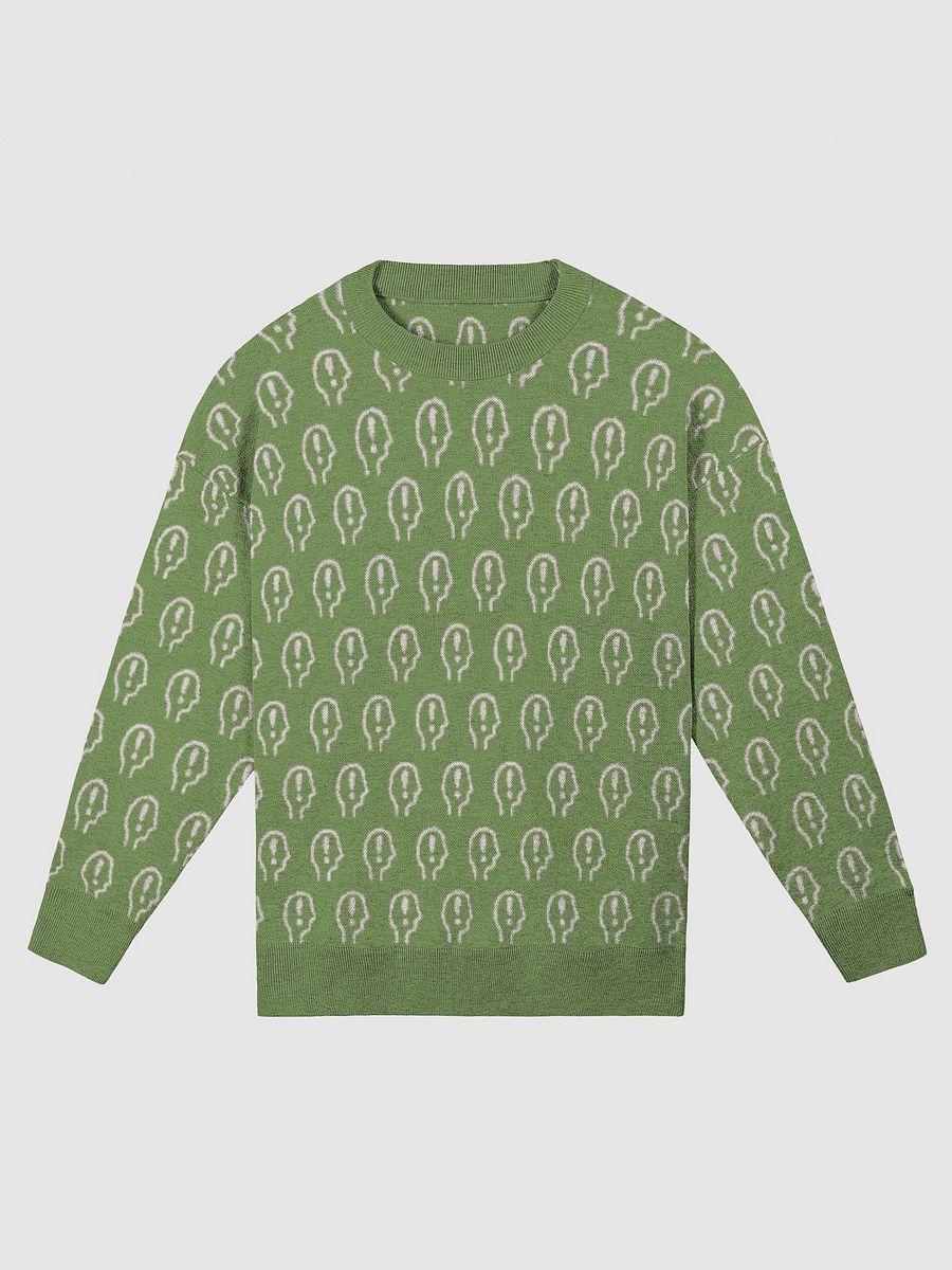 EXCLAIMING MENTALLY (repeating design, green and pink) relaxed knitwear crewneck product image (4)