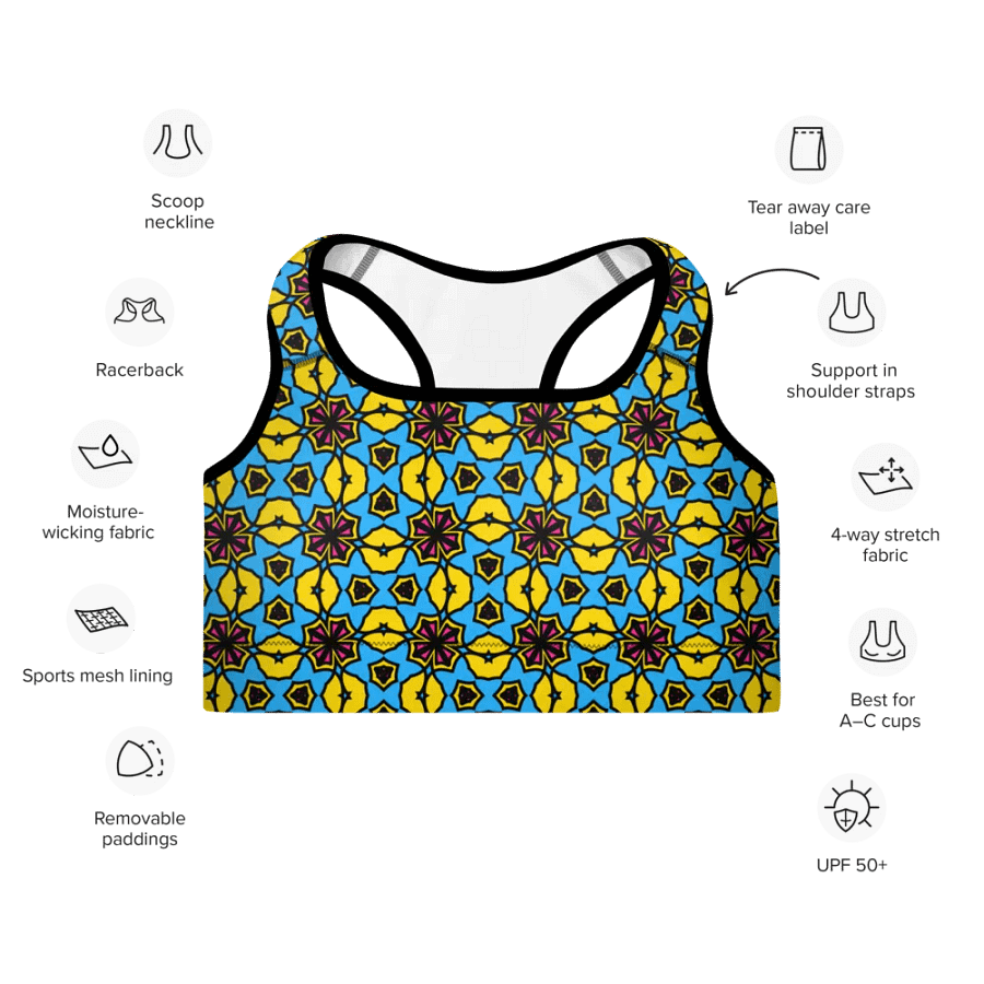 Pan Abstract (1) - Padded Sports Bra product image (7)