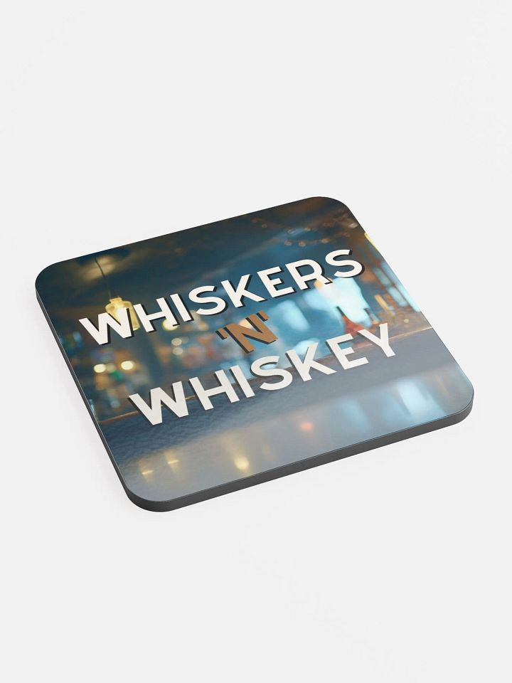 Whiskers 'N' Whiskey Glossed Cork Coaster product image (2)