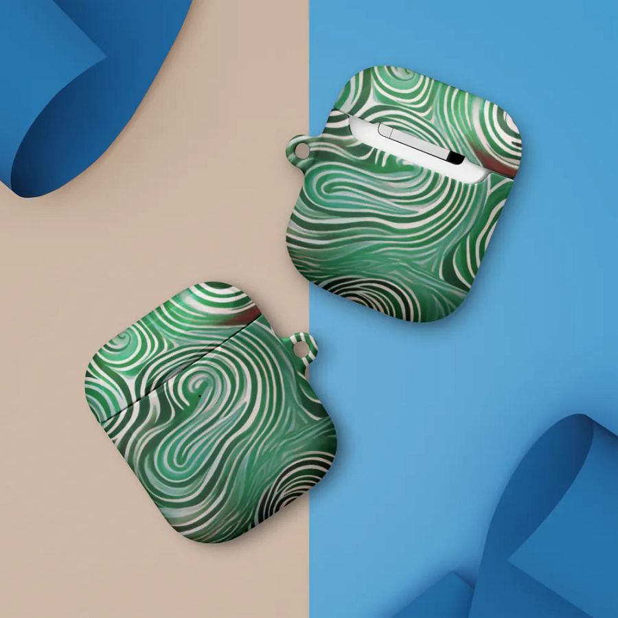 Funky Cool Green Liquid Tie-Dye Airpods Case product image (11)