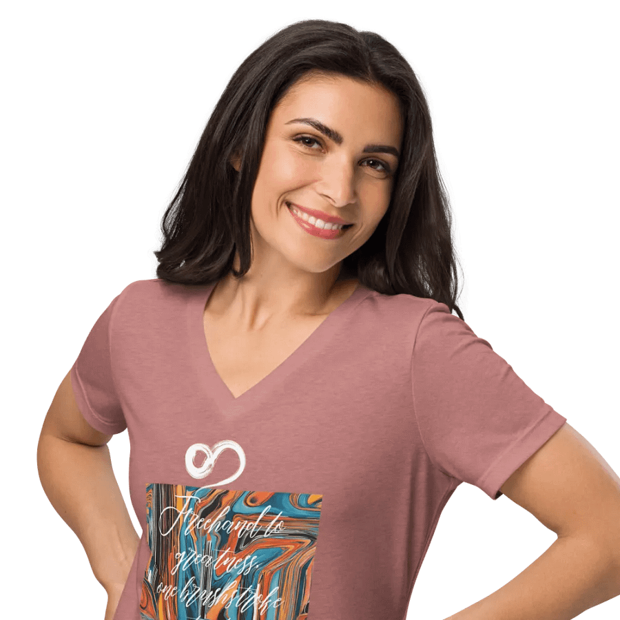 Freehand to greatness, one brushstroke at a time Relaxed V-Neck T-shirt product image (34)