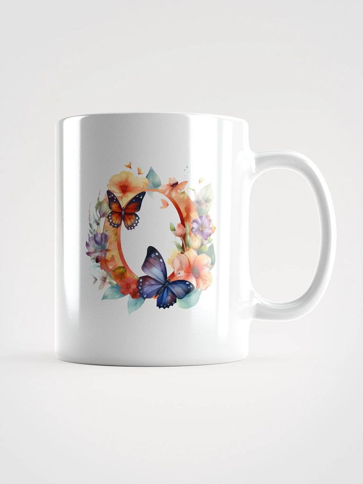 Letter O Monogram Floral Fantasy White Glossy Mug product image (2)