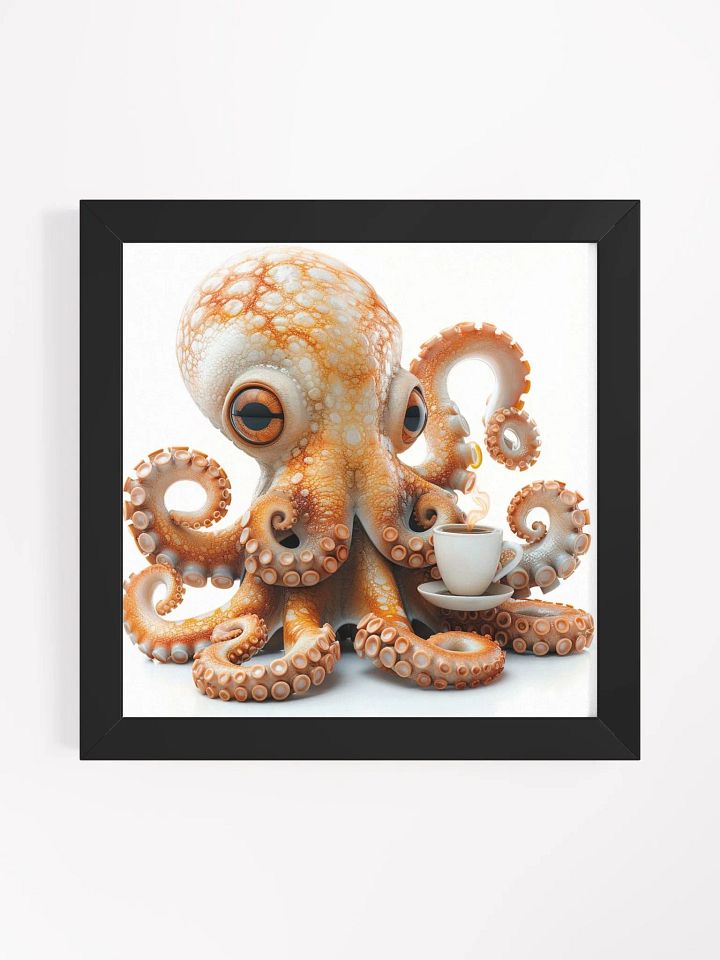 Coffee Lover Cute Orange Baby Octopus Wall Art product image (1)