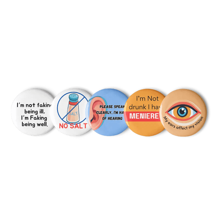 Meniere's set of pin badge buttons product image (1)