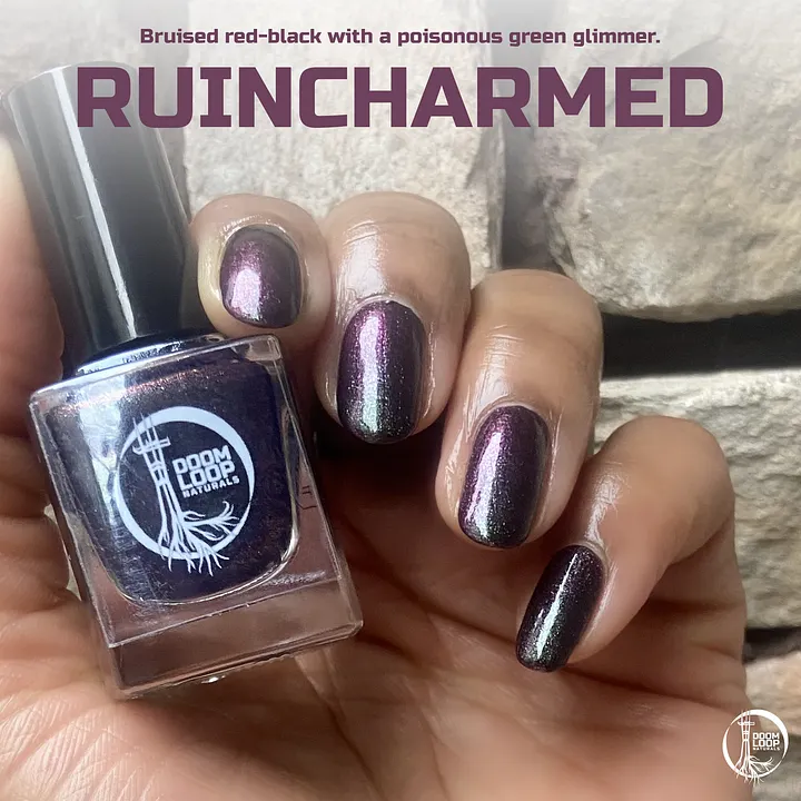 RUINCHARMED - Dark Bruised-Red and Green Shimmer Nail Polish product image (1)