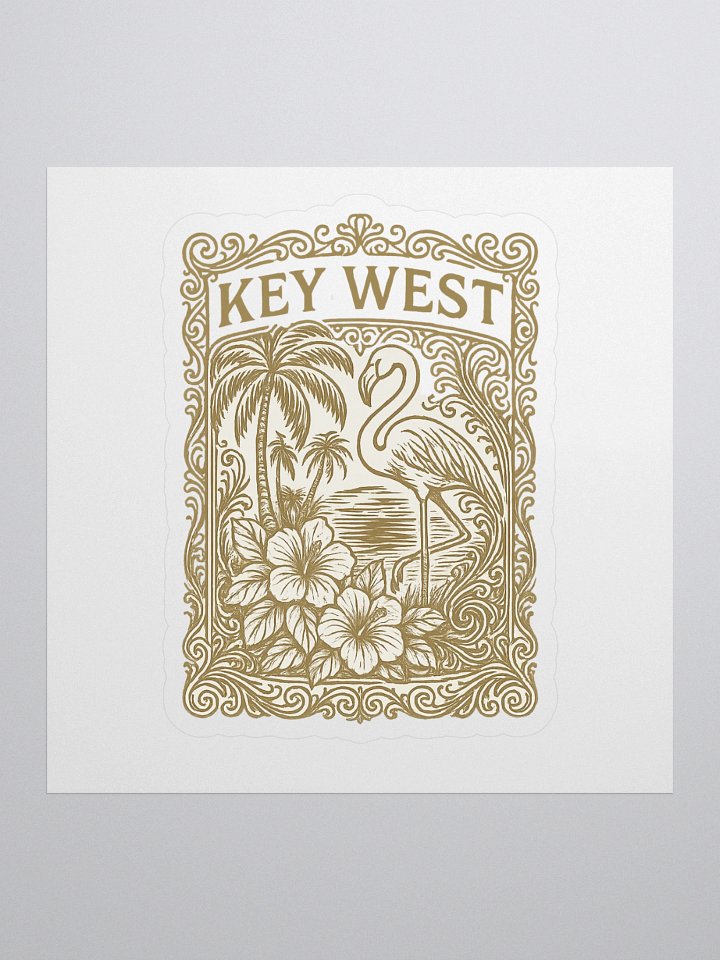 Kiss-Cut Key West Tropical Sticker with Flamingo and Hibiscus product image (1)