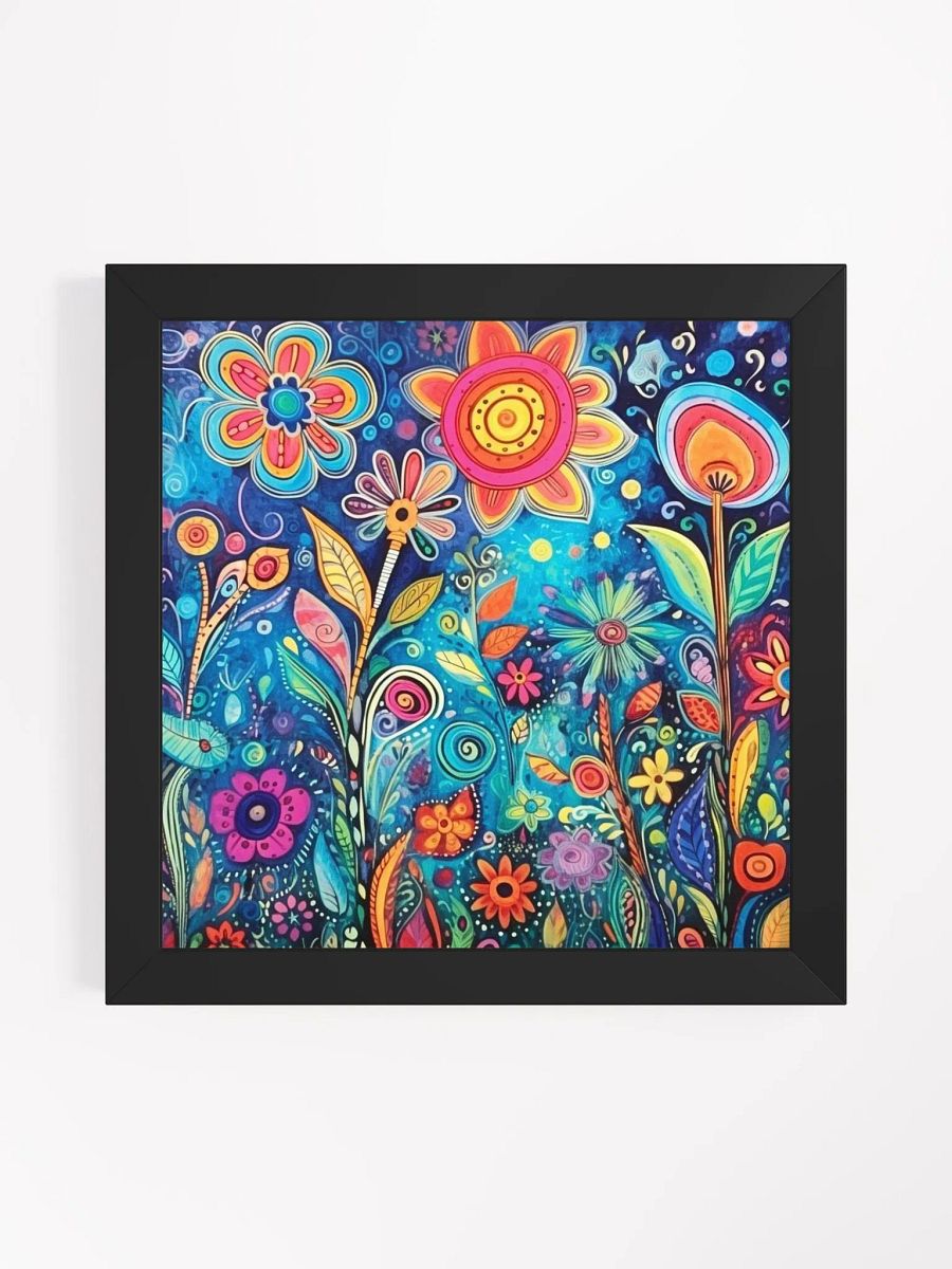 Colorful Flowers and Butterflies Whimsical Wall Art product image (1)
