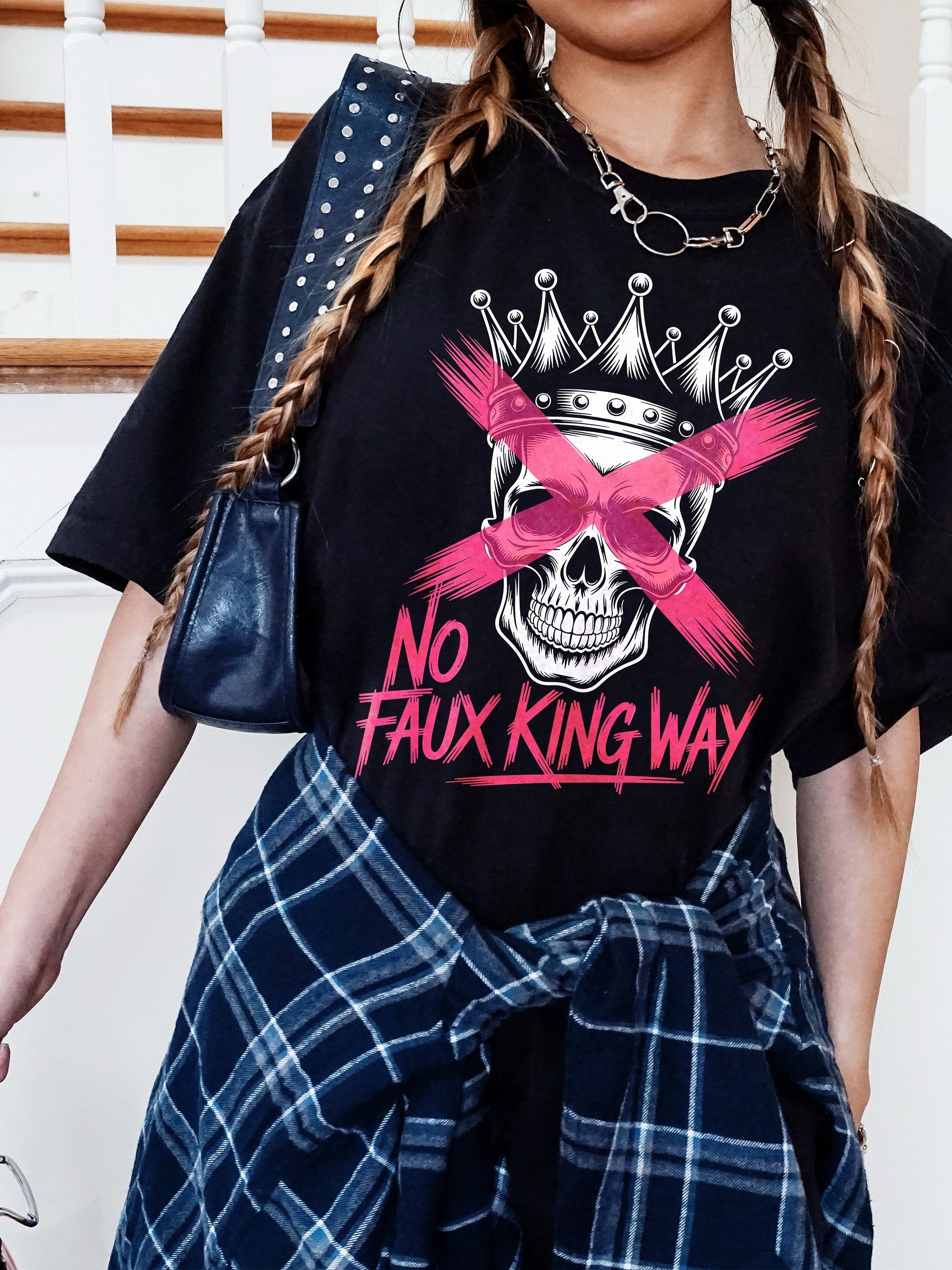 No Kings Day T-Shirt, No Faux King Way, Anti Trump Tee, Anti Fascist, Protest Since 1776, Skull Crown Graphic T Shirt, Political Shirt product image (21)