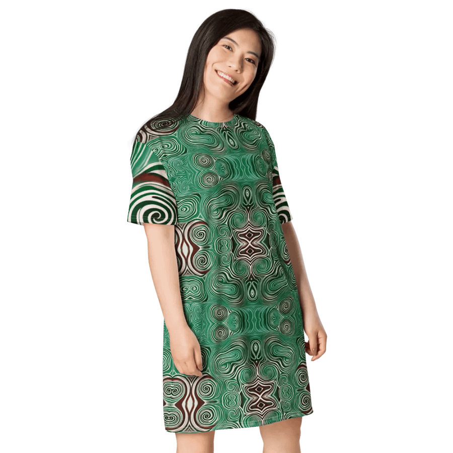 Funky Cool Green Liquid Tie-Dye T-shirt Dress product image (3)