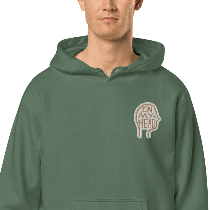 In My Head (L.C. brown bubble design) embroidered pigment hoodie product image (1)