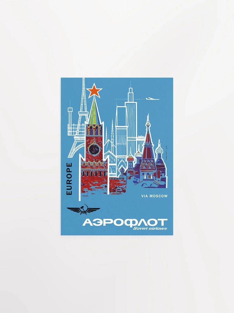 Aeroflot, USSR 1968, Airlines retro travel — vintage travel poster product image (6)