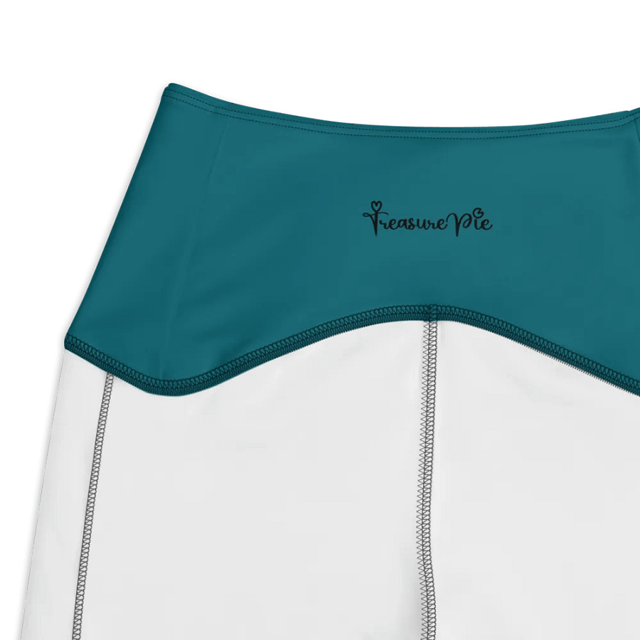 Plain Teal Blue True Summer Women's High Waisted Premium Crossover Leggings with Pockets by Treasure Pie product image (4)