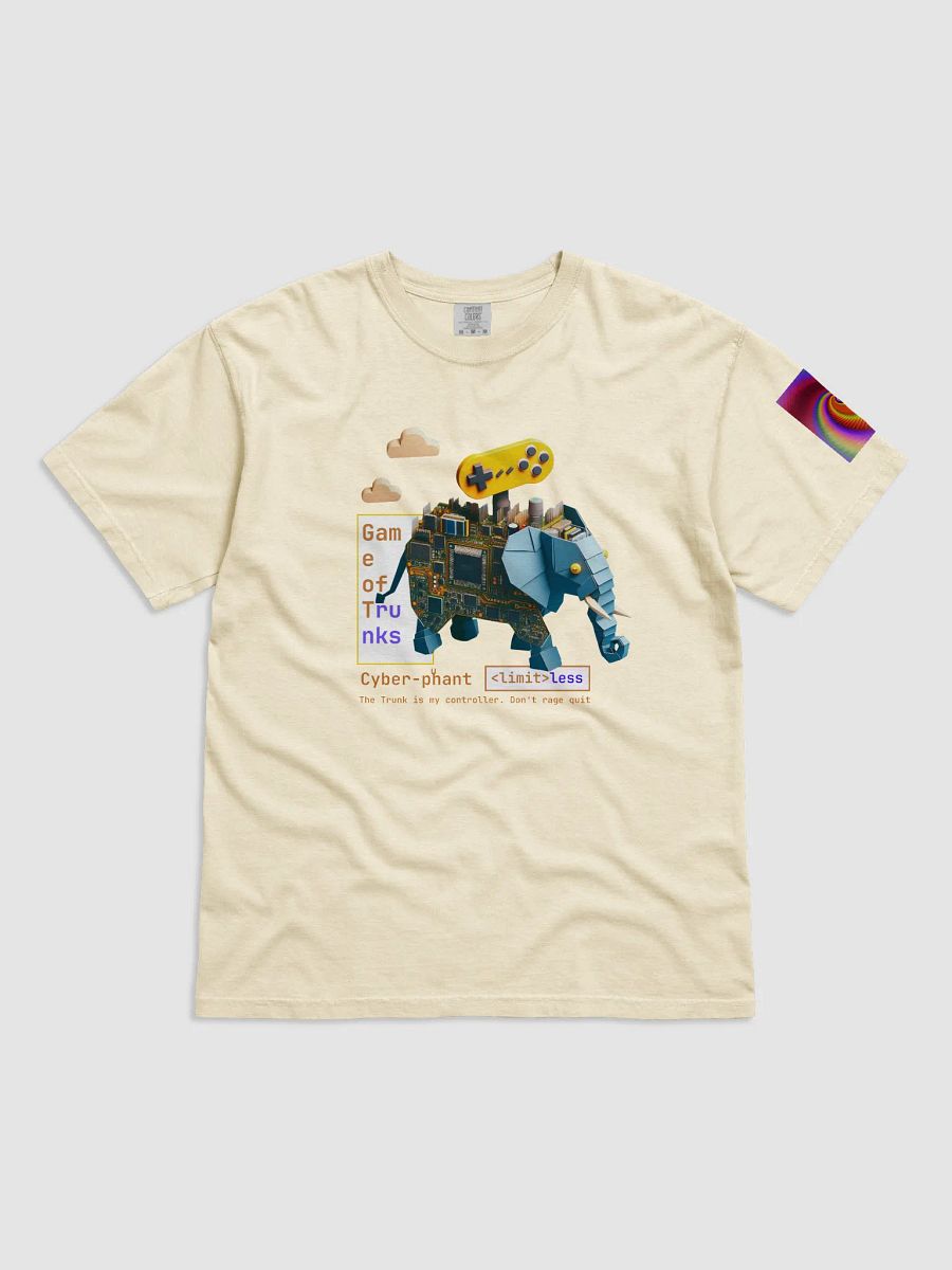 Unisex Gamer Tee – Elephant Holding Circuit Joystick | Retro Nerd Shirt product image (2)
