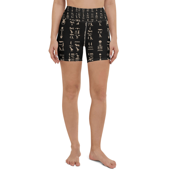 Isis Black Hieroglyphs Detail All-Over Yoga Shorts product image (2)