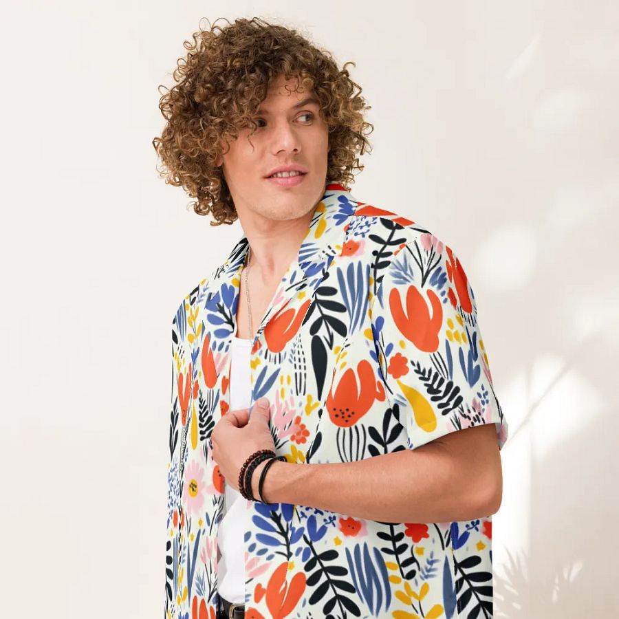 Retro Flowers Orange Hawaiian Shirt product image (7)