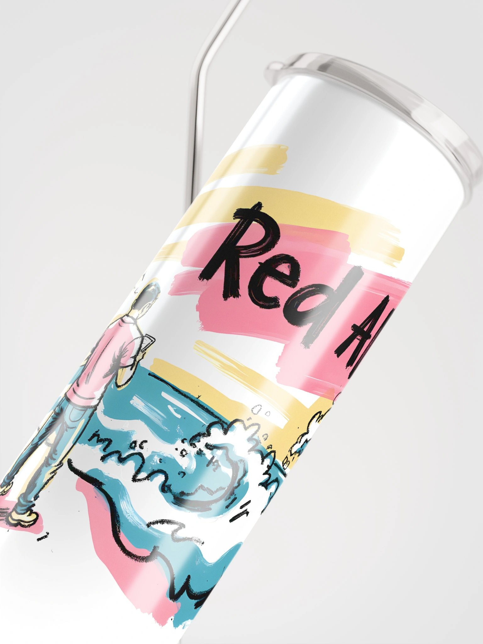 Red Alert Beach Art Print – Sunset Danger Warning Steel Tumbler product image (8)
